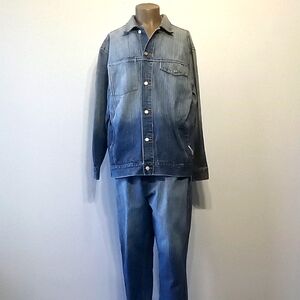 Unique Design 2pc Blue Men's Blue Denim Jeans set by Black Label